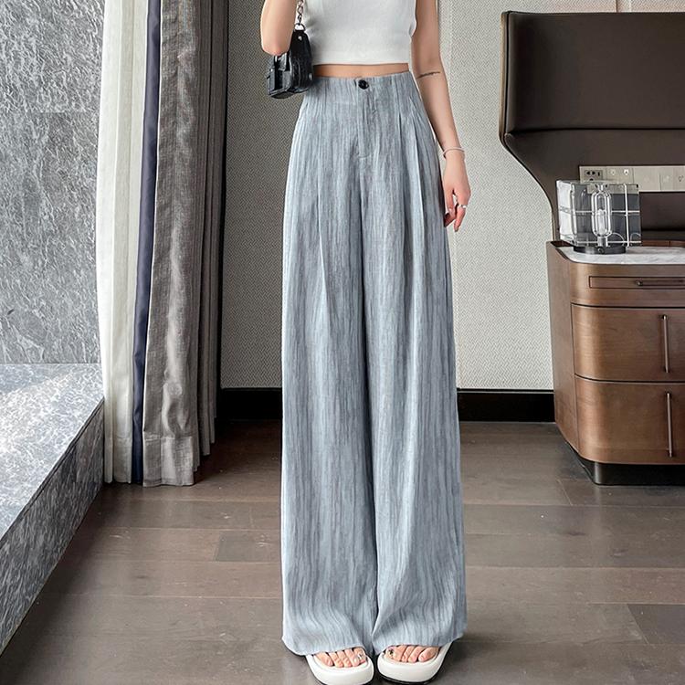 Sommer Batik Leinen Weitbein Hose Hohe Taille Locker Lange Hose für Damen