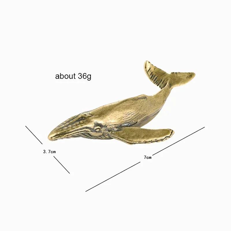Vintage Sea Animal Solid Brass Whale Figurines Statue Desktop Ornaments Office Decor Crafts Accessories Children Creative Gifts