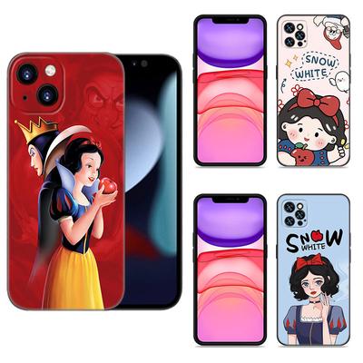 Roztomilý S-Sněhurčin kryt na telefon pro Apple iPhone 12 13 Mini 11 14 15 Pro Max 7 8 Plus X XR XS SE 2020 2022 Černý silikonový kryt