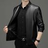 Leather Jacket Men's Spring and Autumn Middle-aged and Elderly Men's Genuine Leather Jacket Short Stand-up Collar Sheepskin Dad Leather Jacket