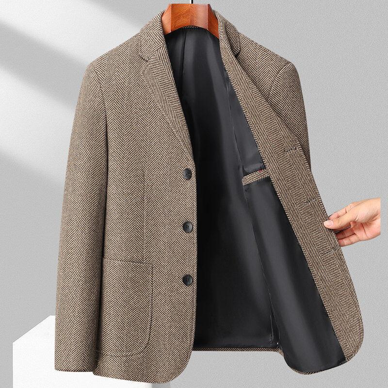 Mens Blazer Business Handsome Gentleman Korean Version of British Style Leisure Slim Solid Color Wedding Work Blazer