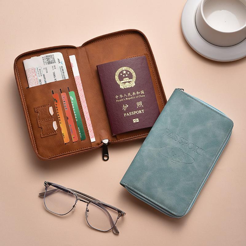 PU Leather Passport Holder with Magnetic Snap Closure, RFID Protection, and Anti-Theft Features – Durable Multifunctional Document Wallet
