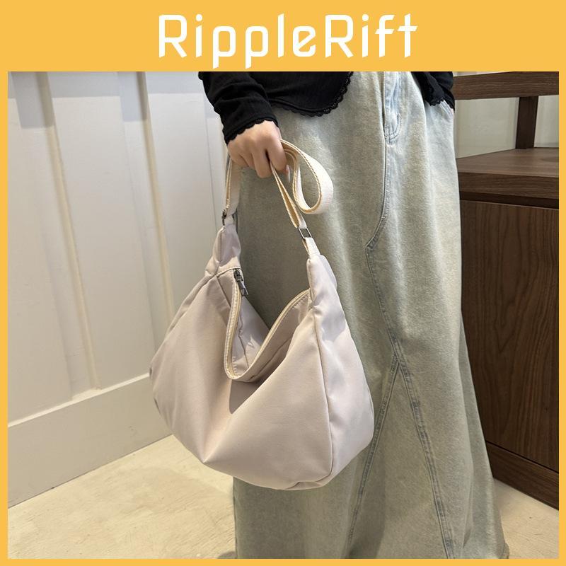 Korean Style Casual Lazy Wind Bag 2024 New Simple Large Capacity Canvas Bag Solid Color Single Shoulder Diagonal Female Bag