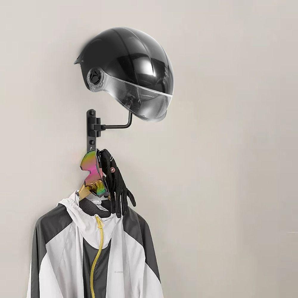 Wall Mounted 180° Rotation Helmet Hanger Space Aluminum Helmet Display Rack  Garage Organizer