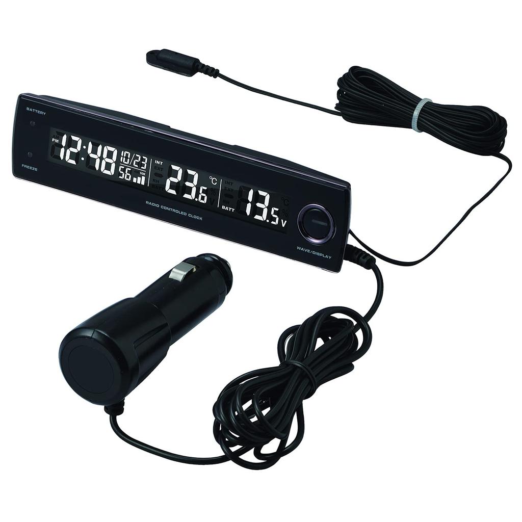 SEIWA WA81 In-Car Accessory Digital Clock, Voltage, Thermo, Radio-Controlled Clock, Radio Wave, Blue LED Backlight