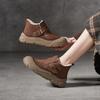 Zapatos de Invierno Mujer Botas de Nieve Suela Gruesa Cálido Felpa de Lana Cuero Genuino Exterior Vintage Botines Cortos Botines al Tobillo para Señora
