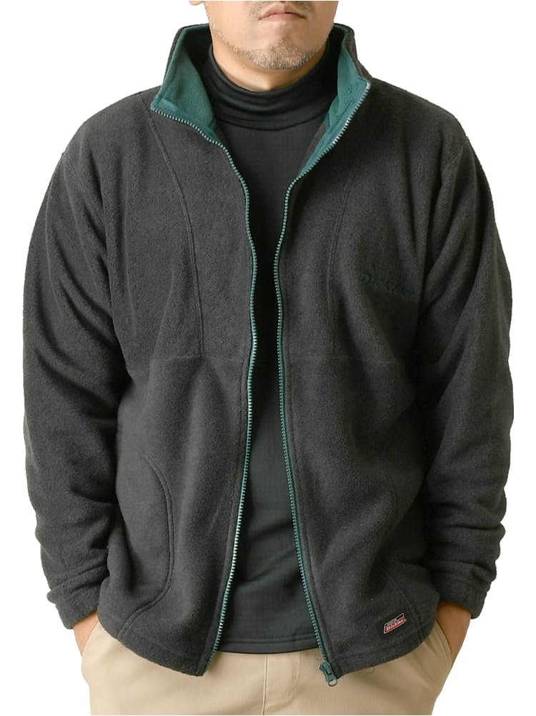 

Genuine Dickies Men s Stand-Up Fleece Jacket, Fall/Winter, Long Sleeve, Logo Embroidery, Drawcord, RH3-1483, Size XL, C, Sumikuro