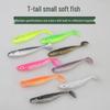Two-Color 3D Fish Eye Soft Lure: 6.5cm, 2g Bionic T-Tail Worm Fake Bait for Fishing