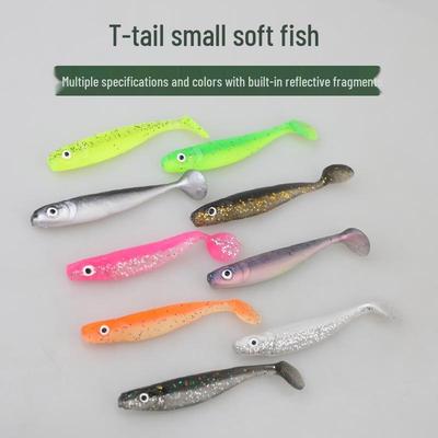 İki Renkli 3D Balık Gözü Yumuşak Yem: 6.5cm, 2g Biyonik T-Kuyruklu Solucan Sahte Yem Balık Avı İçin