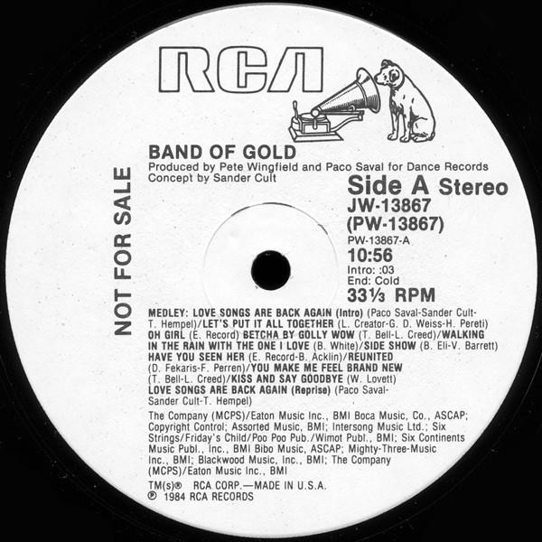 12-дюймовая пластинка BAND OF GOLD Медли Любовные Песни Вернулись Снова JW13867PROMO RCA 1984 Канада SoulFunk Б/у