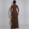 C7501 Leopard Print Off-Shoulder Backless Dress - Women's Sexy European & American Fashion