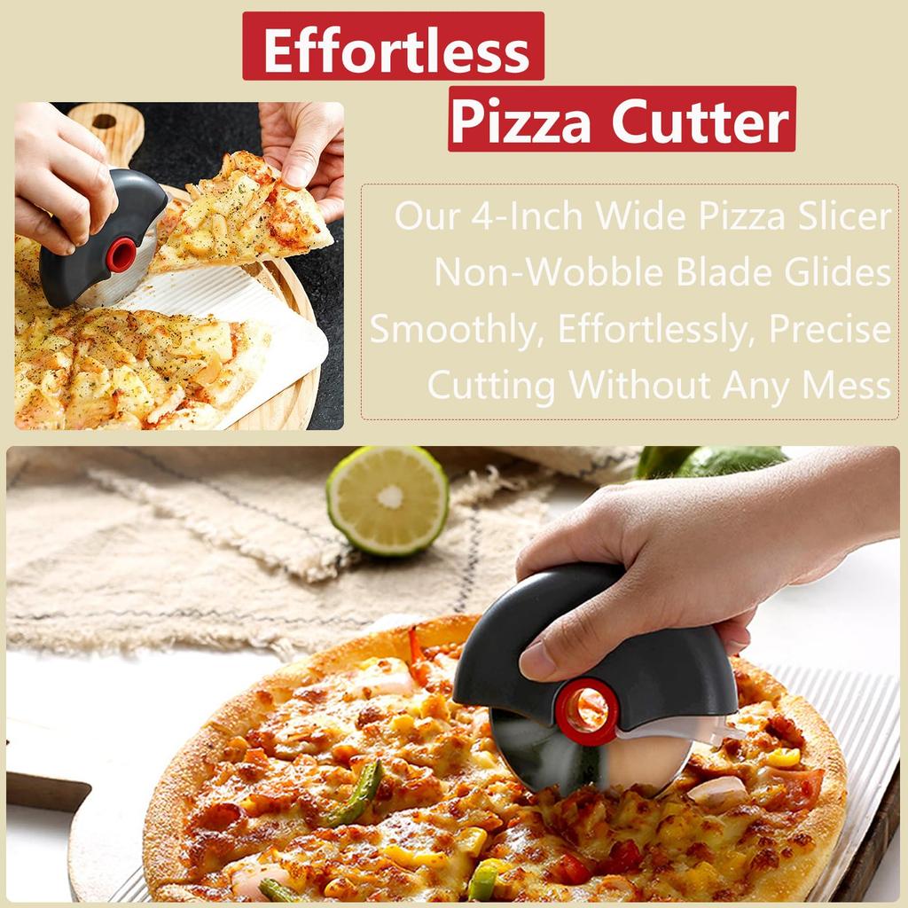 1PC Stainless Steel Roller Cutter Multi-purpose Pizza Cake Dough Slicing Tool Baking Kitchen Accessories with Sharp Blade Wheel