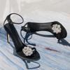 Fashion 2025 Sexy Rhinestone Camellia High Heels, Thin Strap High Heels, Fairy Style Sandals For Women