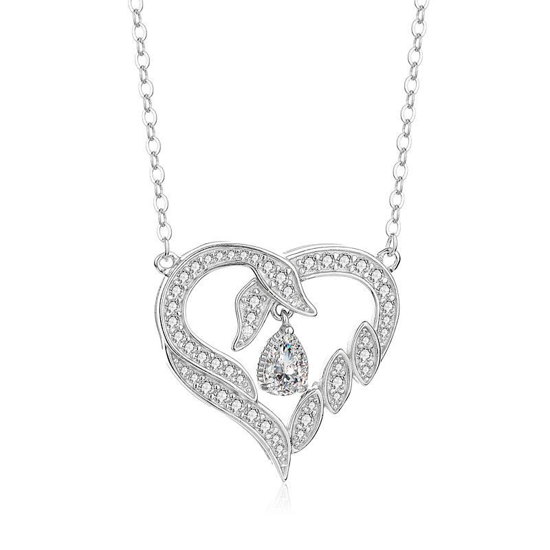 

Серебряное ожерелье S925 Love Swan с подвеской в виде гуся и капли воды, вечная любовь, цепочка на ключицу в форме сердца с белым лебедем