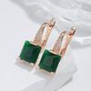 New Emerald Square Cut Zircon Promise Earring For Women Luxury  Rose Gold Wedding Jewelry Party Daily Dangle Earrings