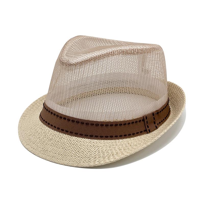 

Шляпа Джазовая шляпа Летняя сетчатая шляпа Дышащая Защита от солнца Защита от солнца Мужчины и женщины Одинаковая Цилиндр Соломенная шляпа Для путешествий на открытом воздухе M（56-58cm）