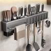 Wall-Mounted Thickened Knife Holder Punch-Free Kitchen Rack Multifunctional Chopstick Tube Knife and Utensil Holder Integrated