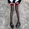 Black Stockings with Red Edges, Anti-snag, Sexy Spliced Long Socks for Women, Over-the-knee Socks, Ultra-thin Thigh-high Socks for Fashion Wear