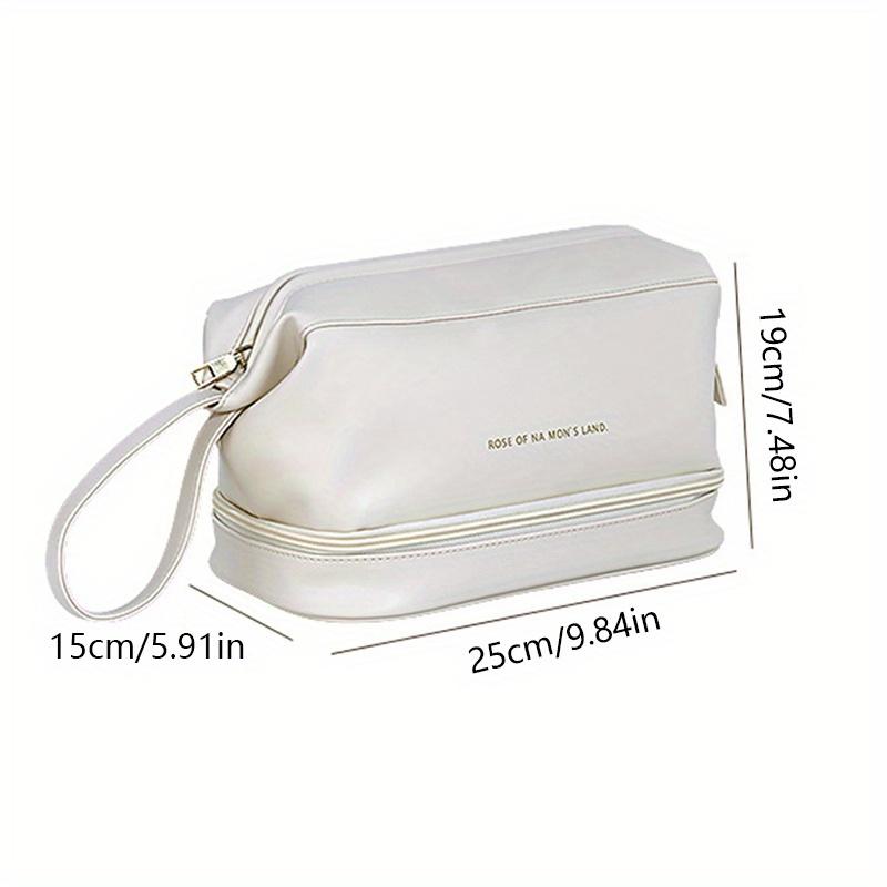 1pc PU Leather Cosmetics Storage Bag, Travel Makeup Bag Toiletry Storage Pouch