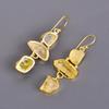 Citrine Gemstone Gold Plated Elegant Electroformed Dangle Drop Earrings Jewelry V-116