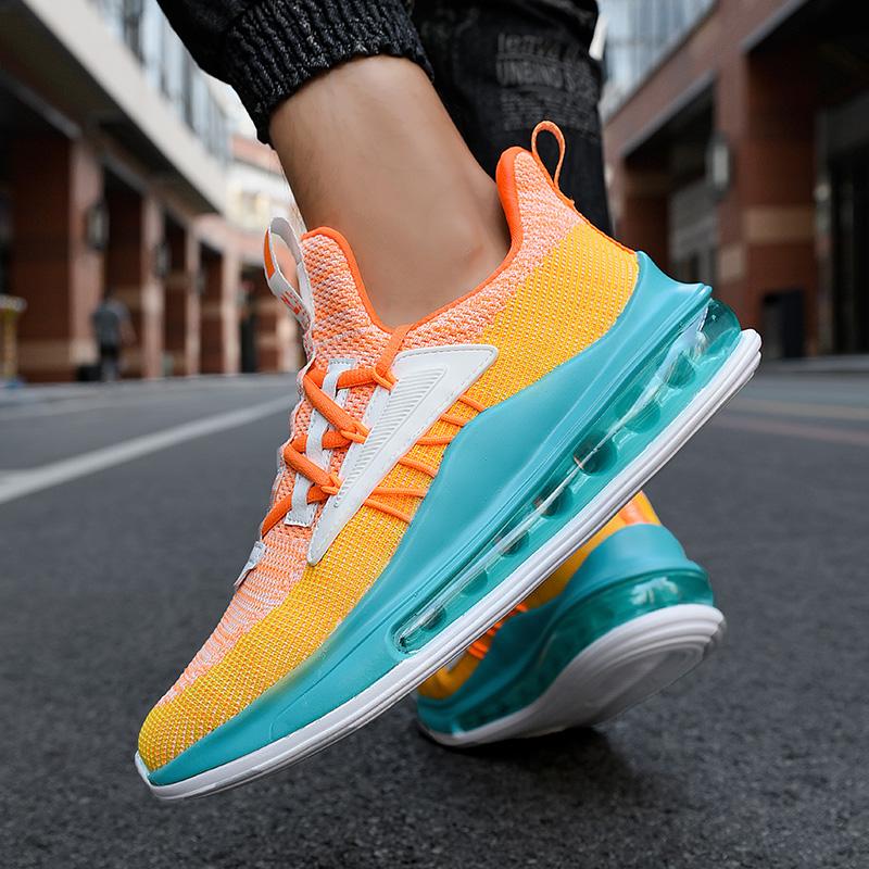 Neue fliegende gewebte atmungsaktive Sportschuhe Herren Low-Top Rückfederung Luftpolster Laufschuhe rutschfest Reiseschuhe