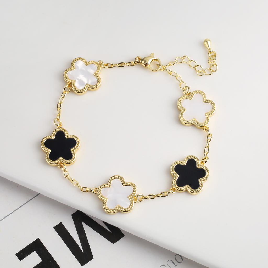 New Sweater Chain Five Point Star Creative Plant Plum Blossom Jewelry Set Shell Simple Bracelet/Necklace/Earrings Women's Clover