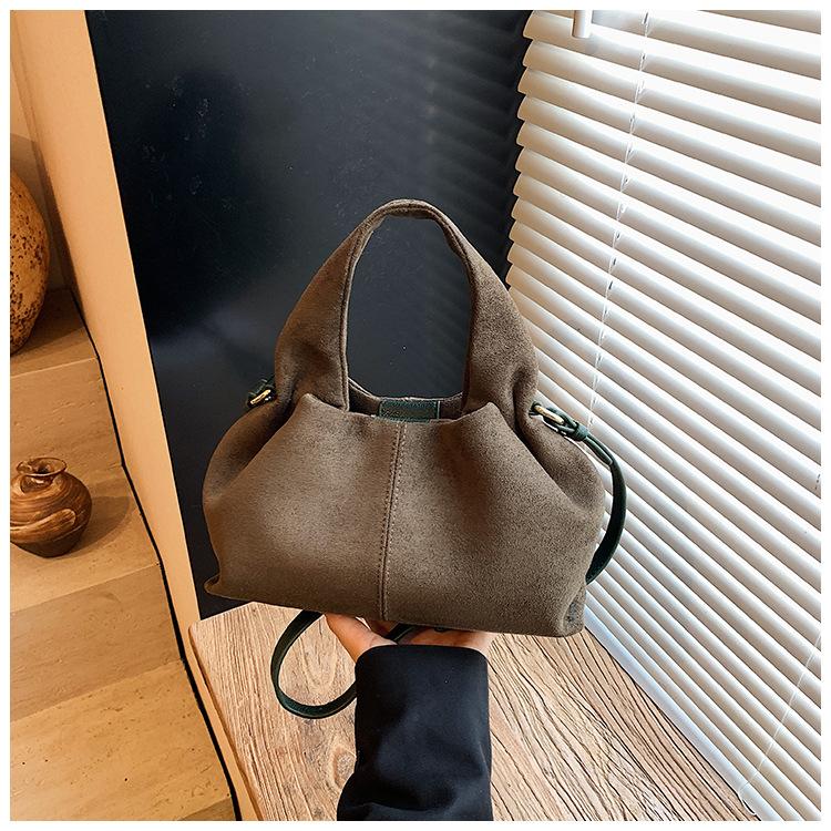 Vintage Faux Suede Women Handbag New Brand Trendy Lady Shoulder Bags Small Luxury Crossbody Bags Bolsas Casual Totes