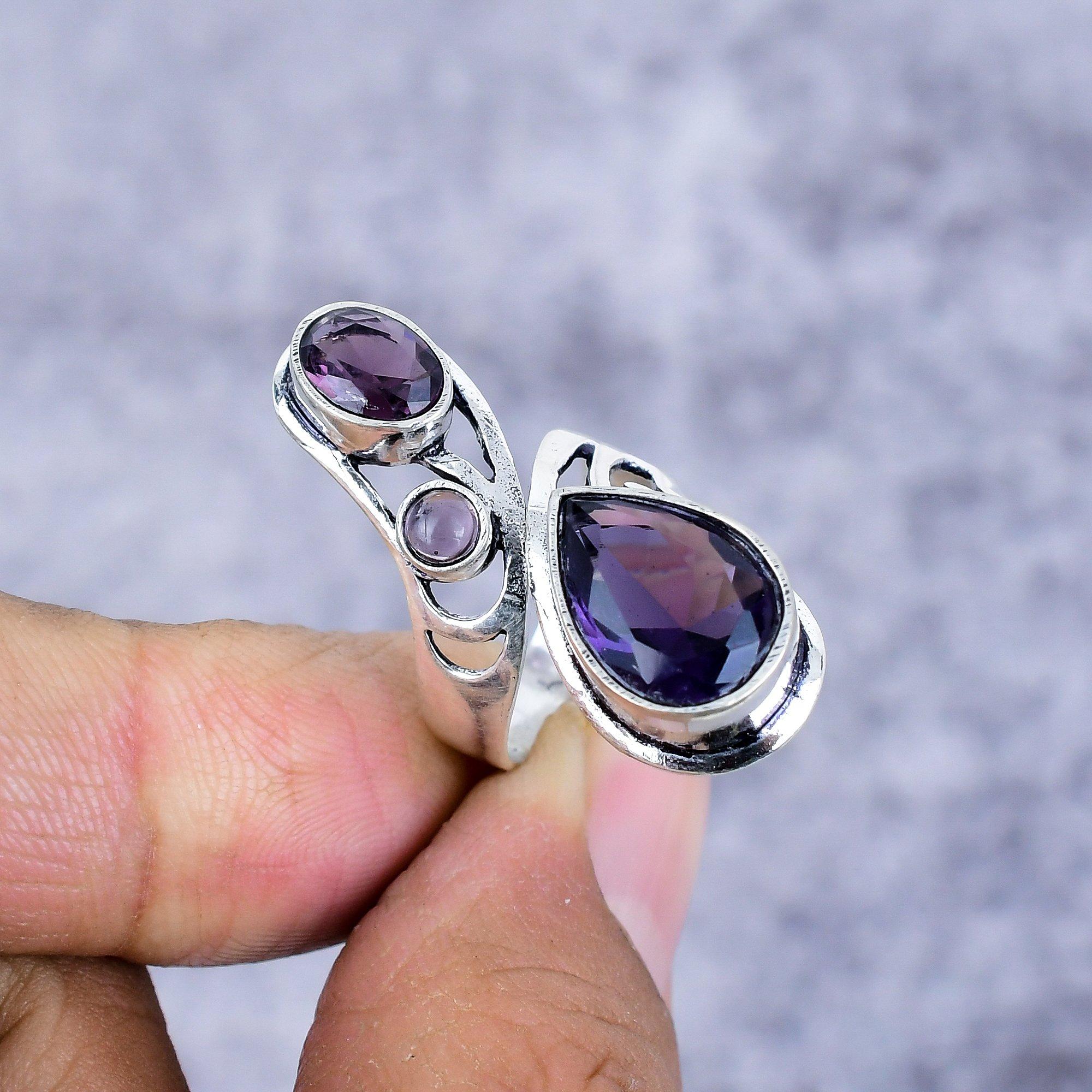 

Amethyst Gemstone Handmade 925 Sterling Silver Jewelry Ring Size 7 M-2681