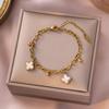 Elegant 18K Gold Titanium Steel Bracelets: European & American Fashion, Non-fading, Women's Versatile Personality Hand Jewelry