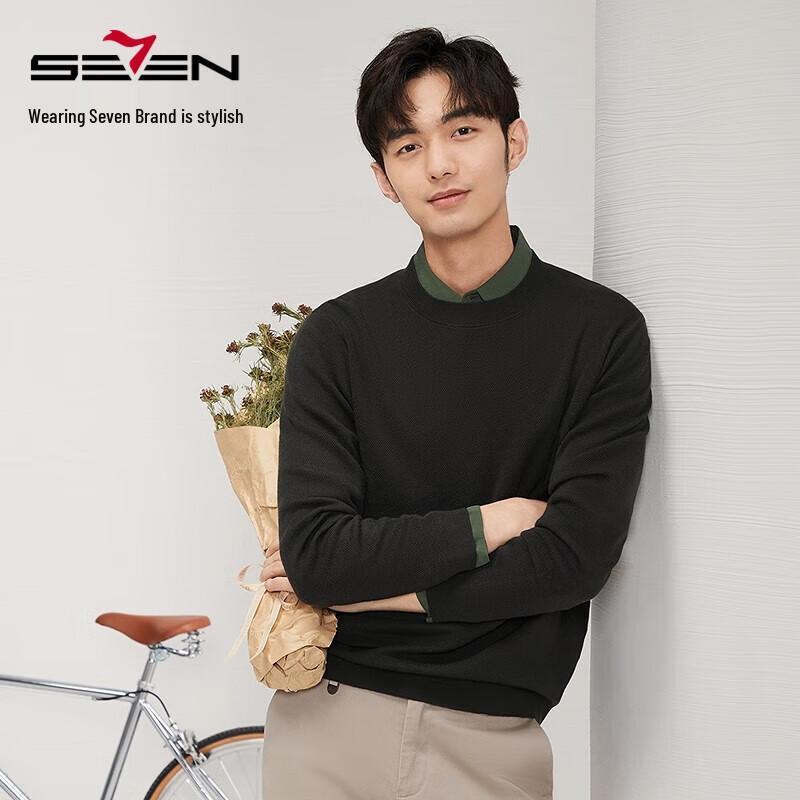 Men's Jacquard Round Neck Wool Blend Pullover Sweater