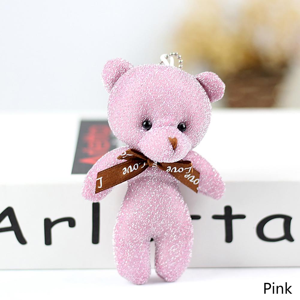 12CM Teddy Bear Plush Toy with Ribbon Bow Siamese Bears Toys Key Chain Pendant Gifts for Children Kids Toy Wedding Gifts