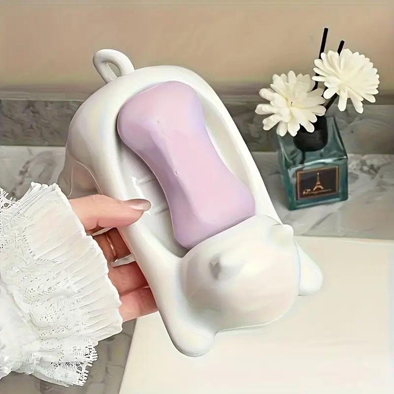 Cute Cartoon Cat Soap Box  Bathroom Organiser with Drainage Design  Durable Organiser for Soap and Sponge