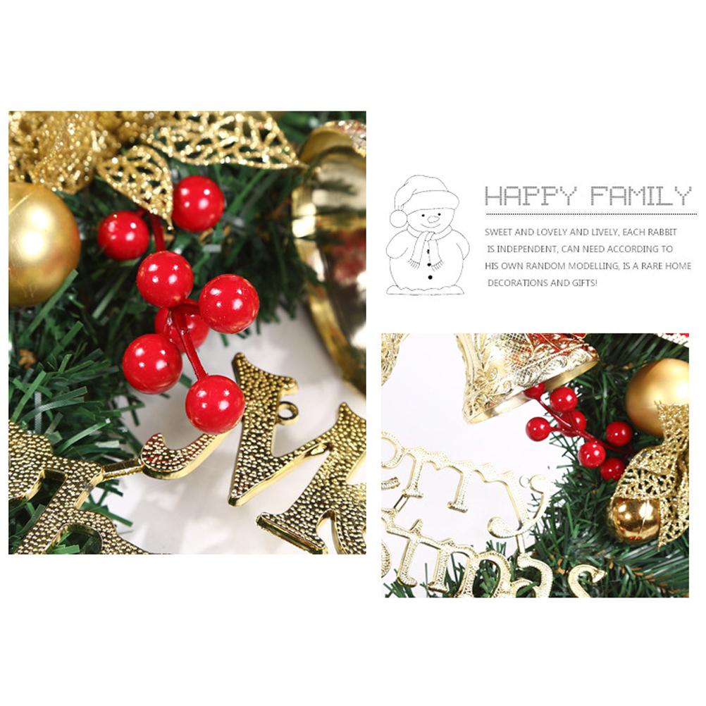 Christmas Artificial Wreath 30cm Front Door Wall Hanging Rattan Wreath with Bowknot Jingle Holiday P