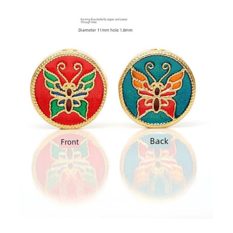 

Древний французский цветной браслет-шнурок на запястье с перегородчатой эмалью Butterfly up and down through hole/One