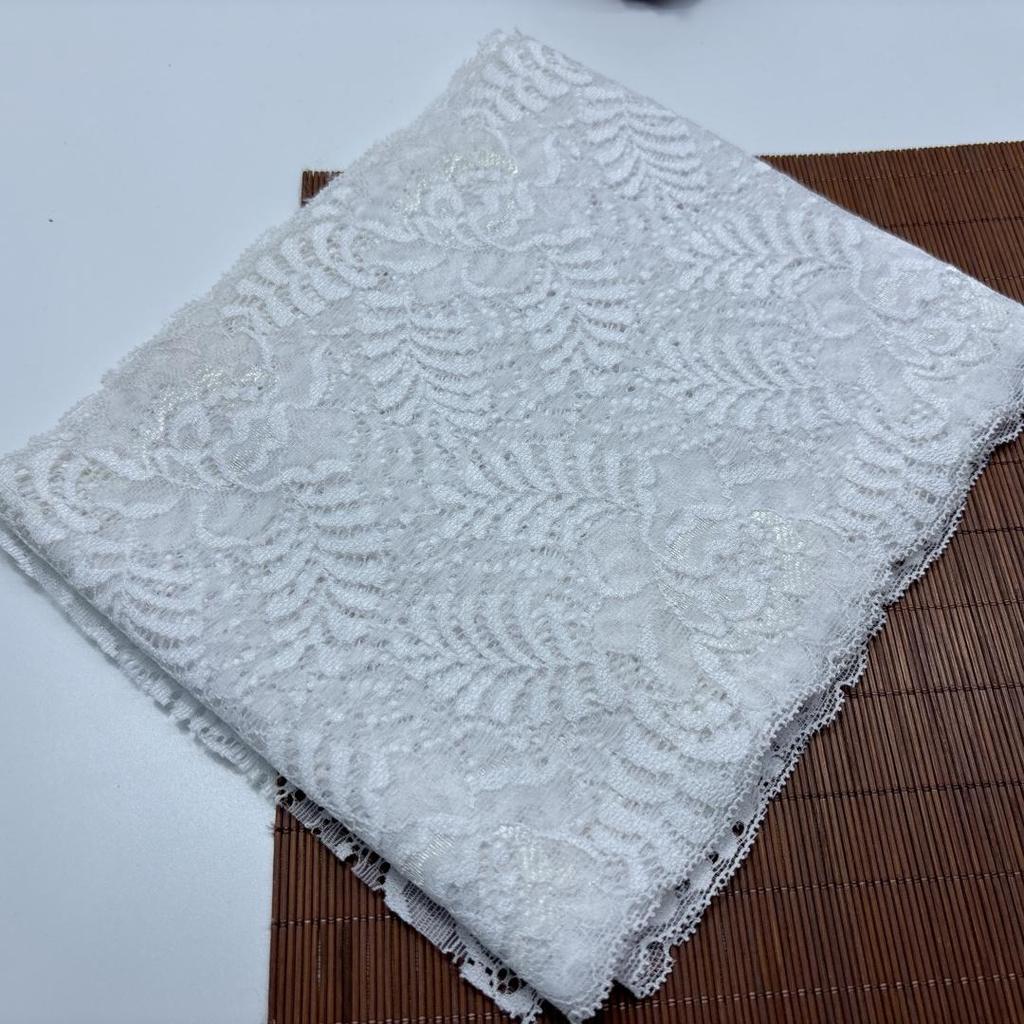 18.5cm Wide White Stretch Lace, Spandex Sewing Lace Fabric for Lingerie, Bra, Underwear, Bridal Dress, Garment, DIY Crafting (18.5cm Wide)