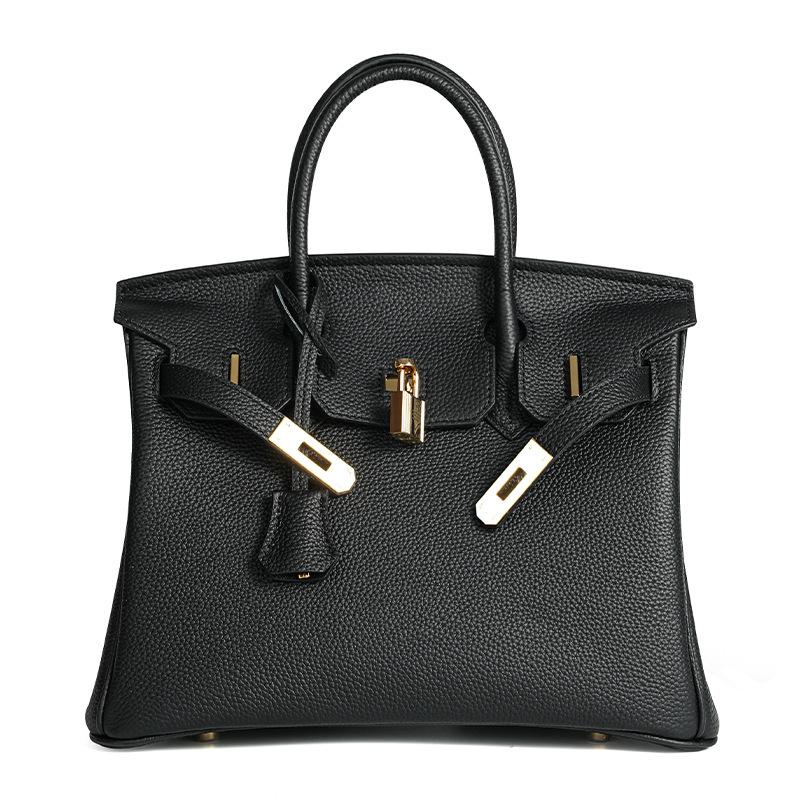 

Сумка из вощеной кожи первого слоя ручной работы Togo Platinum, узор личи, натуральная кожа, женская сумка с замком, сумка высокого класса