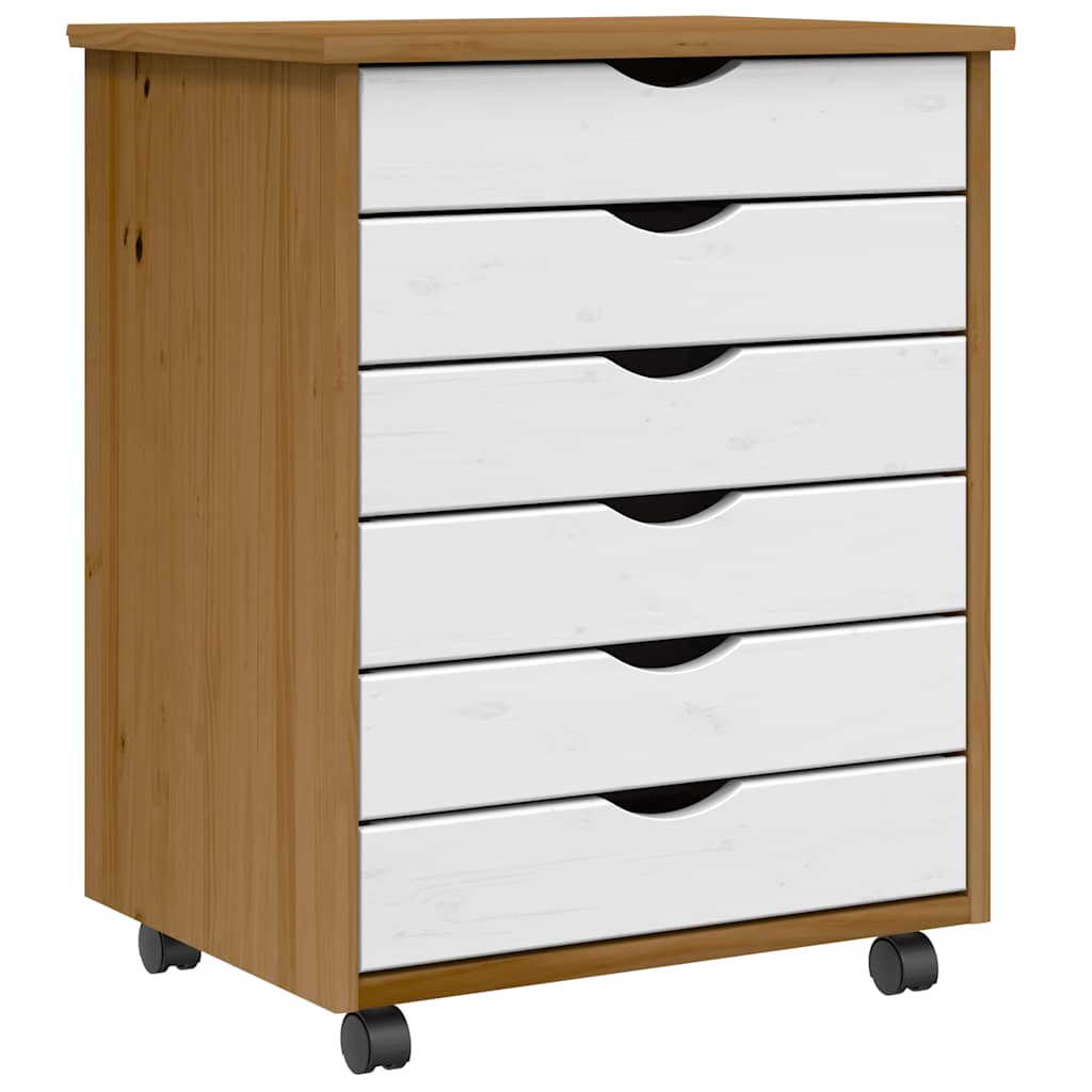 Mobile Drawer Cabinet MOSS Honey Brown Solid Pine Wood