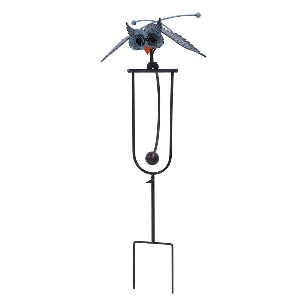 Outdoor Owl Stake Iron Simulated Handmade with Flexible Joints Owl Lawn Decor for Garden