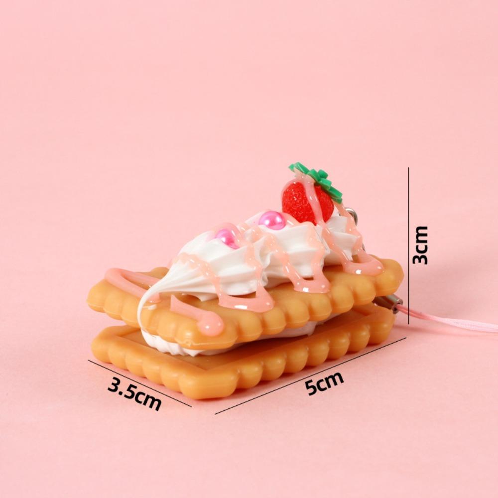 Simulation Dessert Food Cream Biscuit Key Ring Cartoon 3D Food Key Chains Bag Pendant
