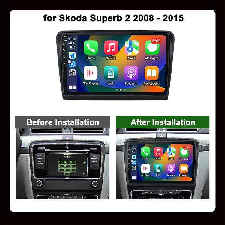 Skoda Superb 2 B6 Android Navigation & CarPlay System with HD Reverse Camera