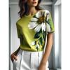 Camisetas para Mujer con Estampado 3D de Flor Blanca Floral Camiseta Casual de Cuello Redondo Manga Corta Top Harajuku Camisetas Oversize Y2k Ropa Femenina