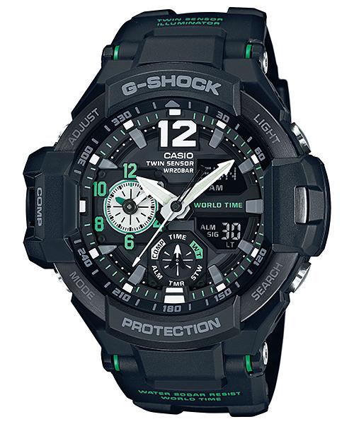 

Чоловічий годинник Casio зі сталі 200M водостійкий аналоговий ударостійкий кварцовий GA-1100-1A3 чорний