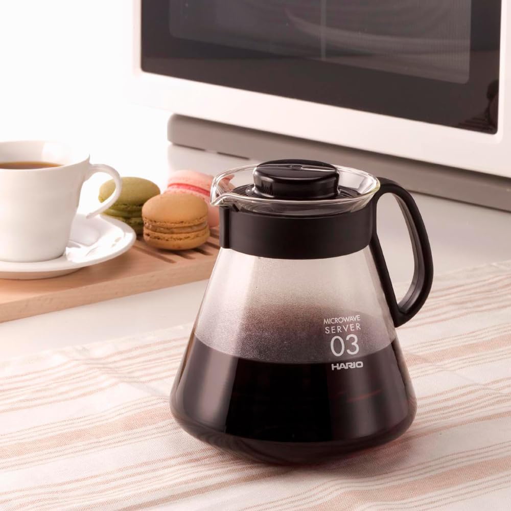 HARIO V60 Kávový server 800ml, 2-6 šálků, Černý, Žáruvzdorné sklo, Vyrobeno v Japonsku XVD-80B