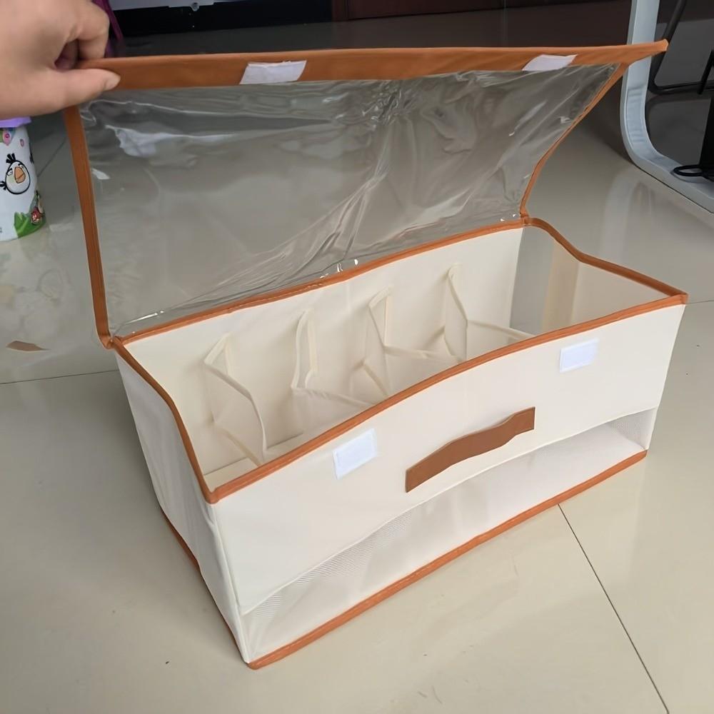 Clear Window Fabric Shelf Organizer Collapsible Design Purse Organizer Box  For Home Storage