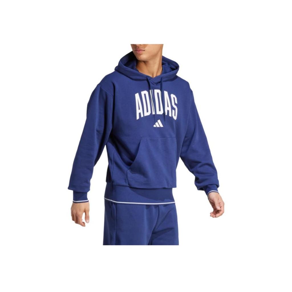 Adidas Letter Hooded Long Sleeve Pocket Sweatshirt Men sweatshirt Dark-Blue KC3874