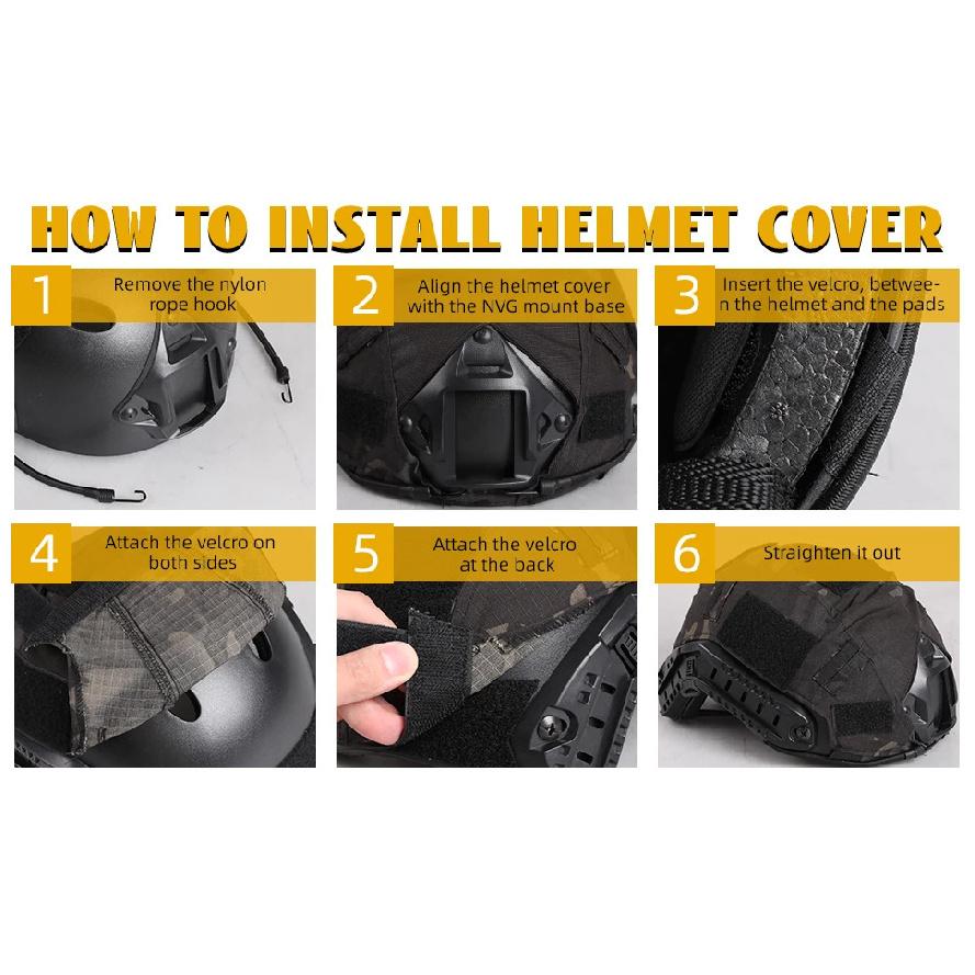 Adjustable Tactical Helmet with Helmet Cover, PJ Type Tactical Multifunctional Protective NVG Mount for Cosplay Hunting Shooting