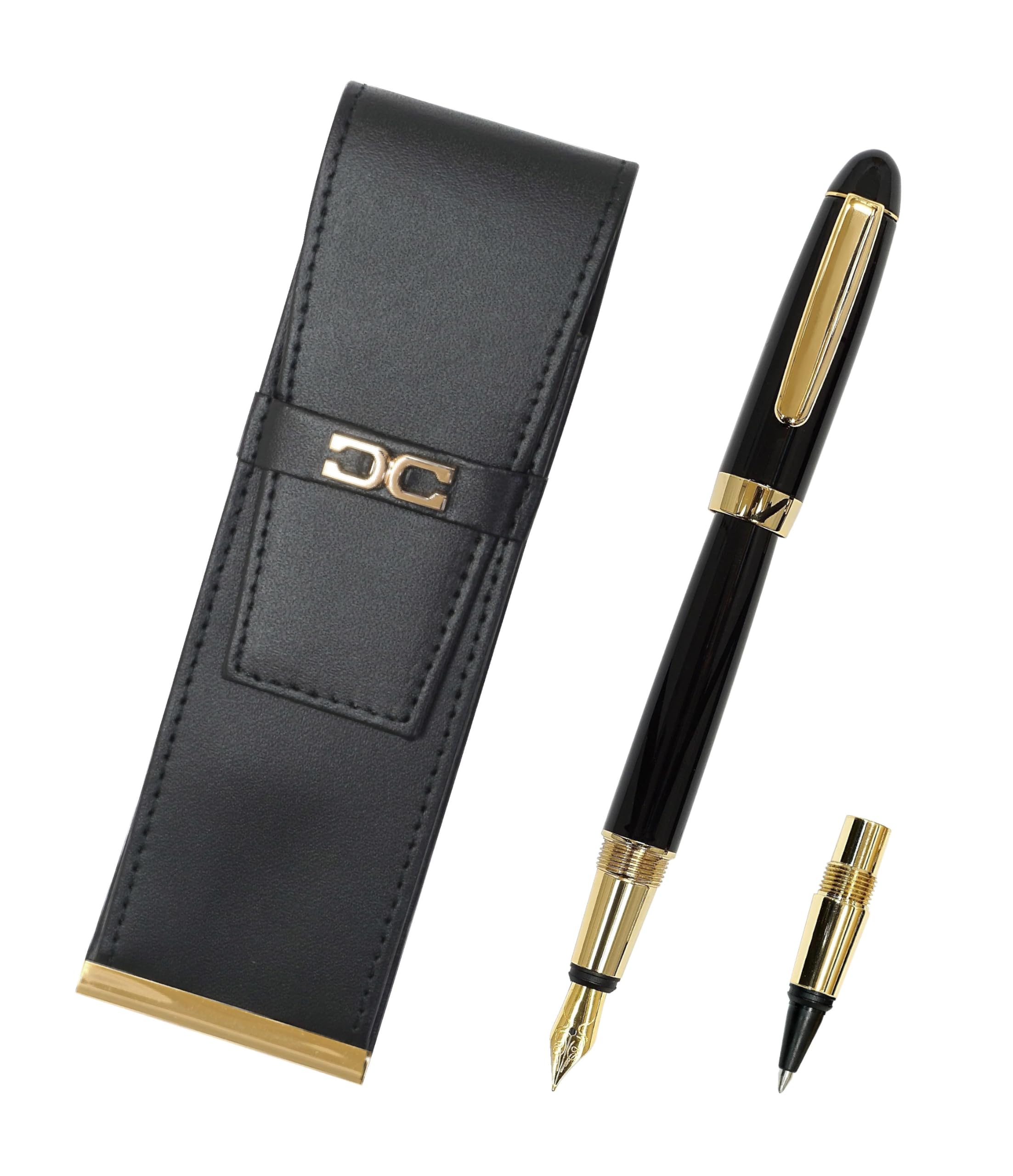 

Black recycled cowhide pen case with insert for Exchange BP WX fountain pen ink and black set eco-metal (same structure) (T23-AU023-WX-B) чёрный