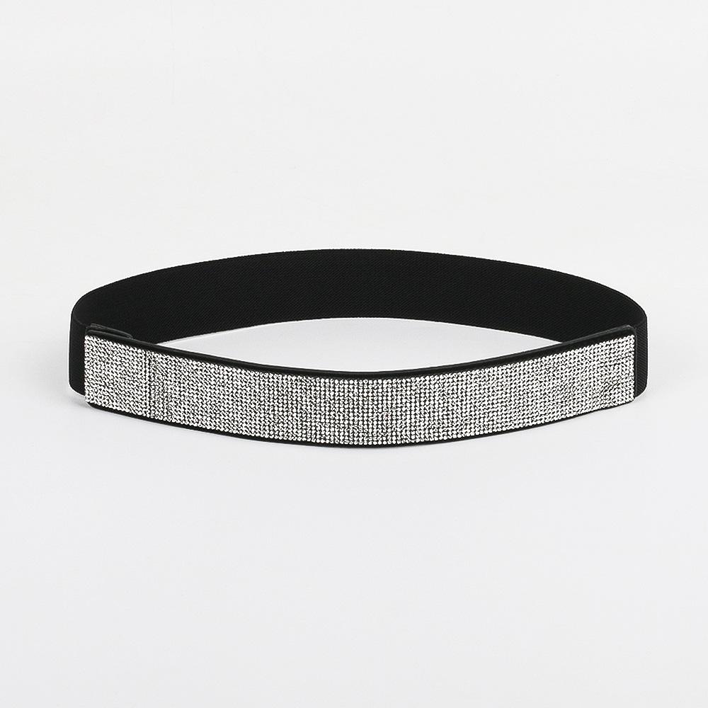 Rhinestone Elastic Wide Belt Flash Diamond Women's Versatile Waistband Fashionable Elastic Belt