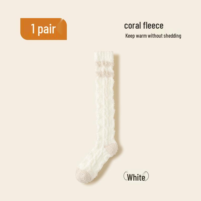 Women's Thick Coral Fleece Mid-Tube Socks: Warm, Non-Shedding, Solid Color – Perfect for Maternity and Floor Wear