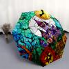Halloween Stained Umbrella, Portable 3-Fold Compact Umbrella,Christmas Gift ES597